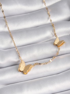 Erb 316L Çelik Gold Renk Simli Kelebek Model Kadın Kolye