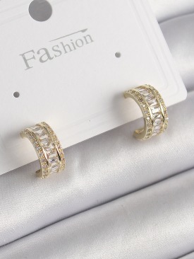 Erb Pirinç Gold Renk Zirkon Taşlı Halka Model Kadın Küpe