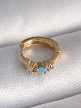 Erb 316L Çelik Gold Renk Zirkon Taşlı Mavi Taş Detay Tragus Piercing