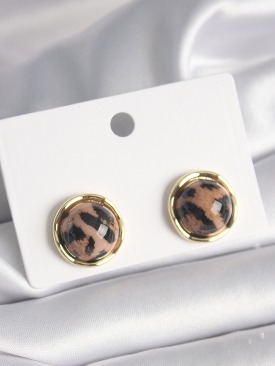Erb Pirinç Gold Renk Daire Kaplan Deseni Model Kadın Küpe