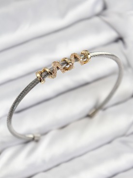 Erb 316L Çelik Zirkon Taşlı Model Gold Ve Gümüş Renk Kadın Bileklik