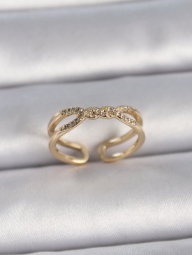 Erb Pirinç Gold Renk Ayarlanabilir Zirkon Taşlı Sarmal Model Kadın Yüzük