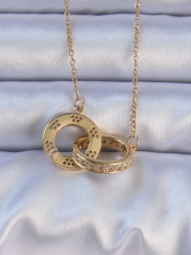Erb 316L Çelik Gold Renk Zirkon Taşlı Cartier Kolye
