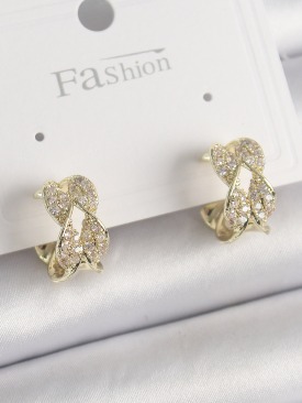 Erb Pirinç Gold Renk Zirkon Taşlı Burgu Halka Model Kadın Küpe