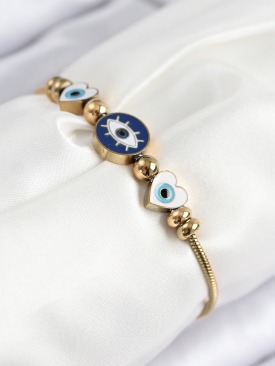Erb 316L Çelik Göz Charm Model Gold Renk Kadın Bileklik
