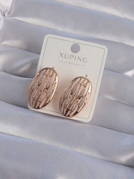 Erb XUPİNG Rose Renk Zirkon Taşlı Şeritli Model Küpe