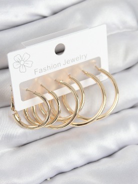Erb Pirinç Halka Model Gold Renk Kadın Set Küpe