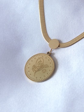 Erb 316L Çelik Gold Renk İtalyan Zincir Model Osmanlı Tuğra Model Kadın Kolye