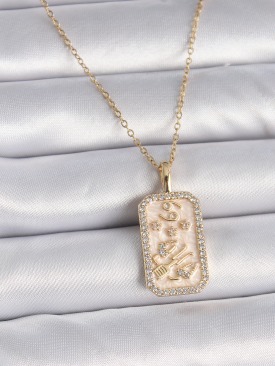 Erb 316L Çelik Gold Renk Zincir Yengeç Burcu Zirkon Taşlı Kadın Kolye