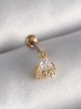 Erb 316L Çelik Gold Renk Üçgen Zirkon Taşlı Tragus Piercing
