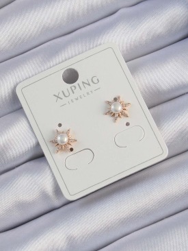 Erb Xuping Rose Renk Zirkon Taşlı İncili Kutup Yıldızı Küpe