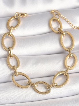 Erb 316L Çelik Gold Renk Halka Zincir Model Kadın Bileklik