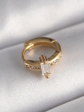 Erb 316L Çelik Gold Renk Zirkon Taşlı Tragus Piercing