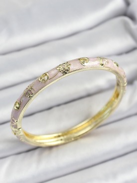 Erb Mineli Pirinç Gold Renk Pembe Renk Motifli Kadın Kelepçe