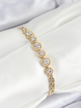 Erb Xuping Pirinç Sıralı Daire Baget Model Gold Renk Kadın Bileklik