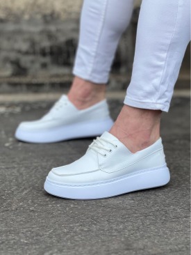 WG508 Beyaz Cilt Ortopedik Taban Erkek Casual Ayakkabı