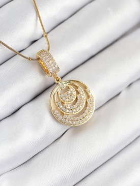 Erb 316L Çelik Zirkon Taşlı Çember Model Gold Renk Kadın Kolye