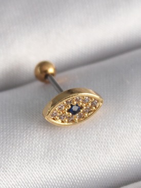 Erb 316L Çelik Gold Renk Zirkon Taşlı Göz Tragus Piercing