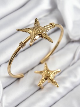 Erb Pirinç Deniz Yıldızı Model Gold Renk Bileklik Yüzük Set