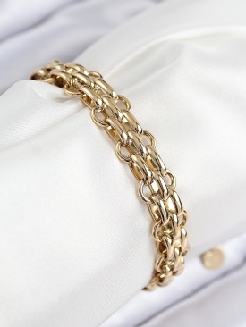 Erb 316L Çelik Örme Zincir Model Gold Renk Kadın Bileklik