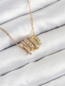 Erb 316L Çelik Zirkon Taşlı Sarmal Model Gold Renk Kadın Kolye