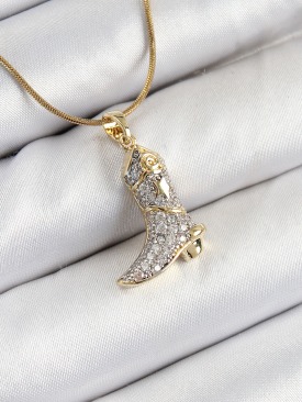 Erb 316L Çelik Zirkon Taşlı Çizme Model Gold Renk Kadın Kolye