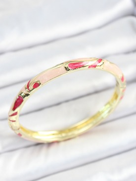 Erb Mineli Pirinç Pembe Desenli Gold Renk Kadın Kelepçe