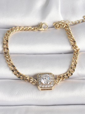 Erb Pirinç Gold Renk Kare Zirkon Taşlı Xuping Exclusive VIP Seri Kadın Bileklik