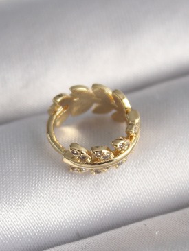 Erb 316L Çelik Gold Renk Zirkon Taşlı Yaprak Model Tragus Piercing