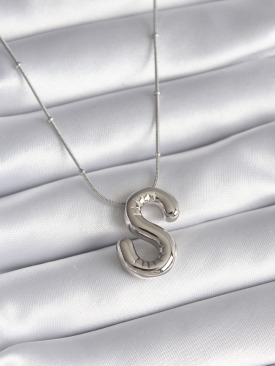 Erb 316L Çelik Gümüş Renk Bubble "S" Harf Model Kadın Kolye