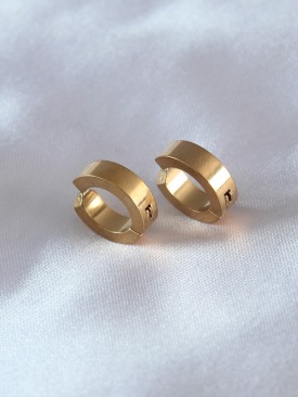 Erb 316L Çelik Gold Renk Sıkıştırmalı Erkek Küpe