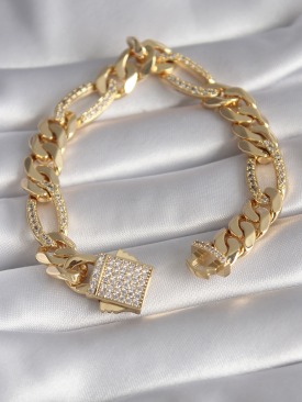 Erb Gold Renk Zirkon Taşlı Zincir VIP Exclusive Seri Gurmet Model Kadın