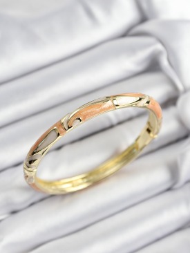 Erb Mineli Pirinç Krem Ve Turuncu Mermer Motifli Gold Renk Kadın Kelepçe