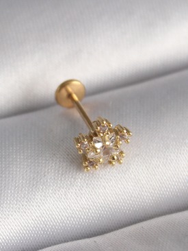Erb 316L Çelik Gold Renk Zirkon Taşlı Yıldız Model Tragus Piercing