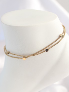 Erb 316L Çelik Gold Renk 2\'li Minimal Kare Model Kadın Halhal